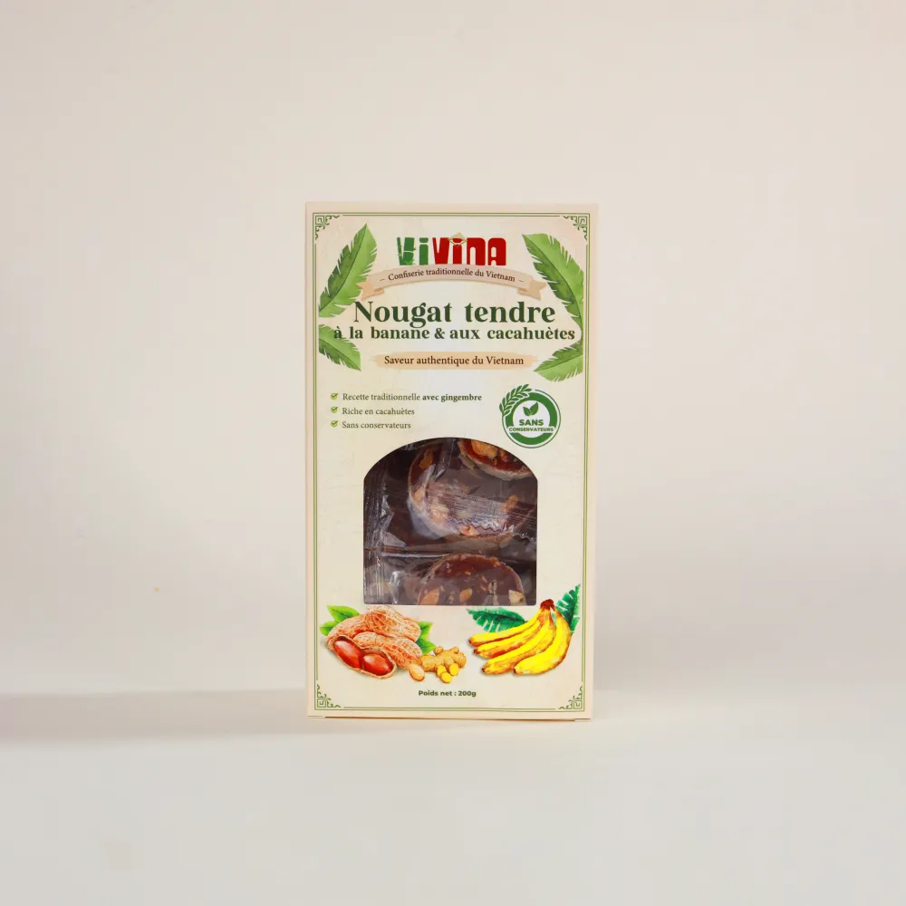 Coffret de nougat tendre VIVINA présenté seul sur fond clair